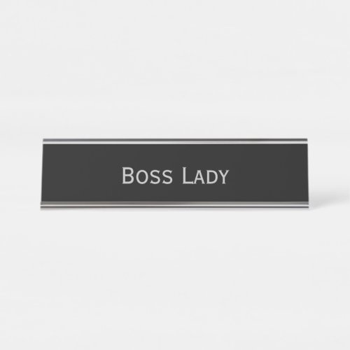 Black Silver Boss Lady Funny Pun Desk Name Plate