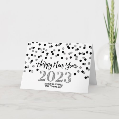 Black Silver Business Happy New Year 2023  Holiday Card