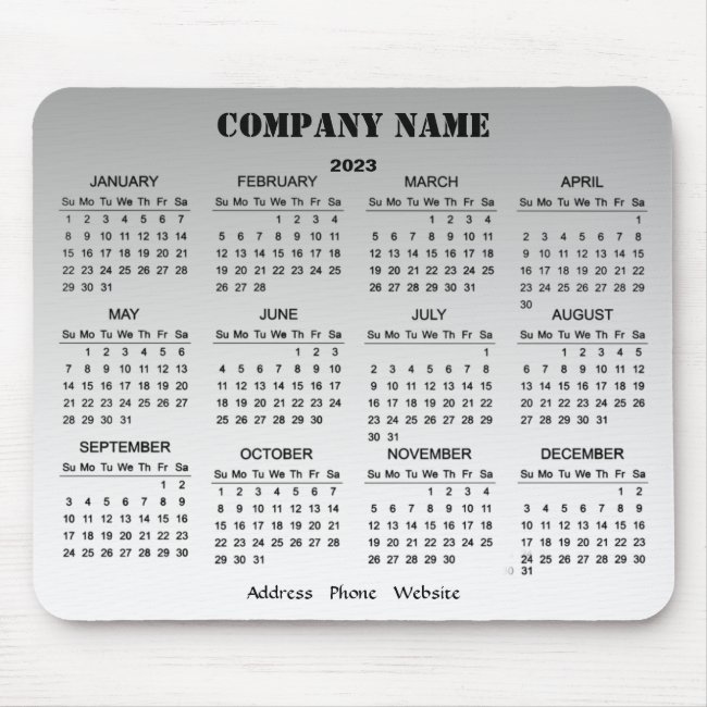Black Silver Business Promotional 2023 Calendar Mo