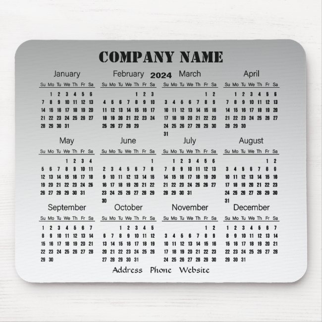 Black Silver Business Promotional 2024 Calendar