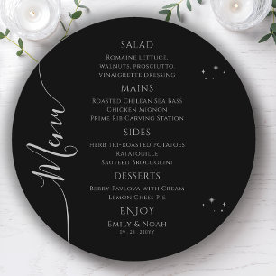 Black Silver Celestial Starry Night Menu