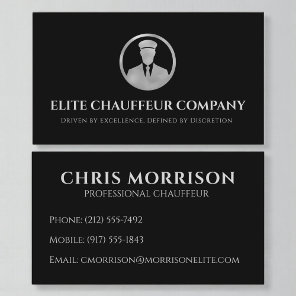 Black Silver Chauffeur Driver Metallic  Business Card