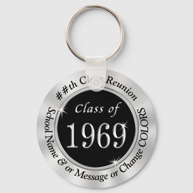 Black Silver Class of 1969 Keychain Party Favors (Front)