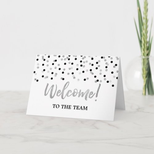 Black Silver Confetti Employee Welcome to the Team Card