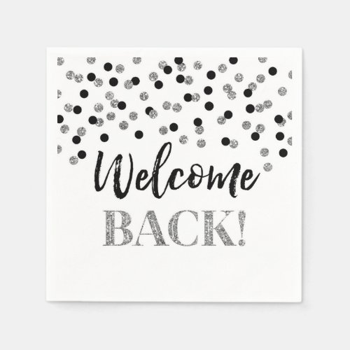 Black Silver Confetti Welcome Back Napkins