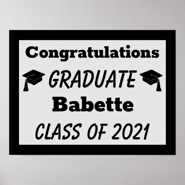 Black Silver Congratulations Graduation Poster (Front)