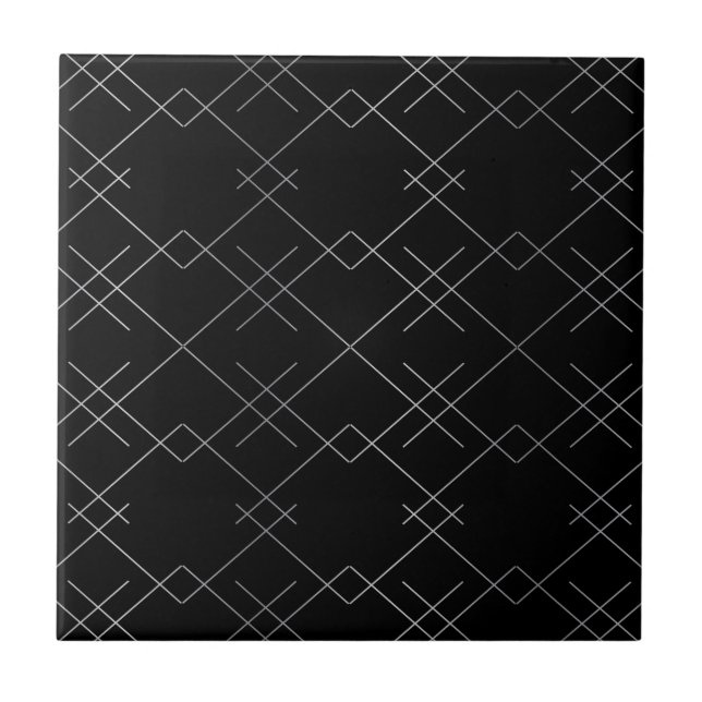 Black-silver, cool, elegant, simple modern pattern ceramic tile (Front)