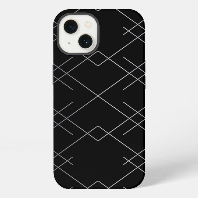 Black-silver, cool, elegant, simple modern pattern iphone case (Back)
