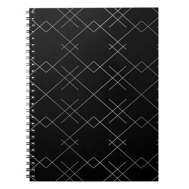 Black-silver, cool, elegant, simple modern pattern notebook (Front)