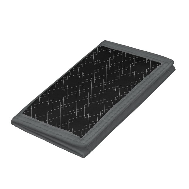 Black-silver, cool, elegant, simple modern pattern tri-fold wallet (Bottom)