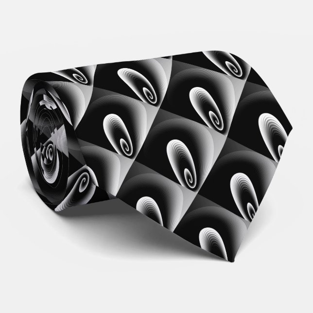 Black Silver COOL Modern Pattern  Neck Tie (Rolled)