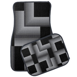 Black, silver ,cool, unique, trendy square shapes car floor mat