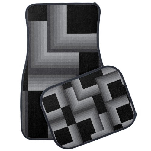 Black silver cool unique trendy square shapes car floor mat