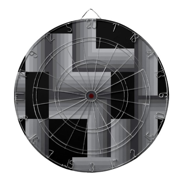 Black, silver ,cool, unique, trendy square shapes dart board (Front)