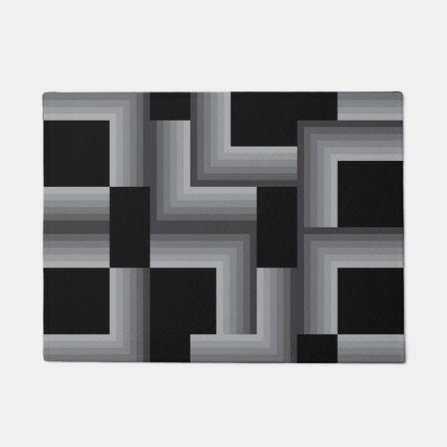 Black silver cool unique trendy square shapes doormat