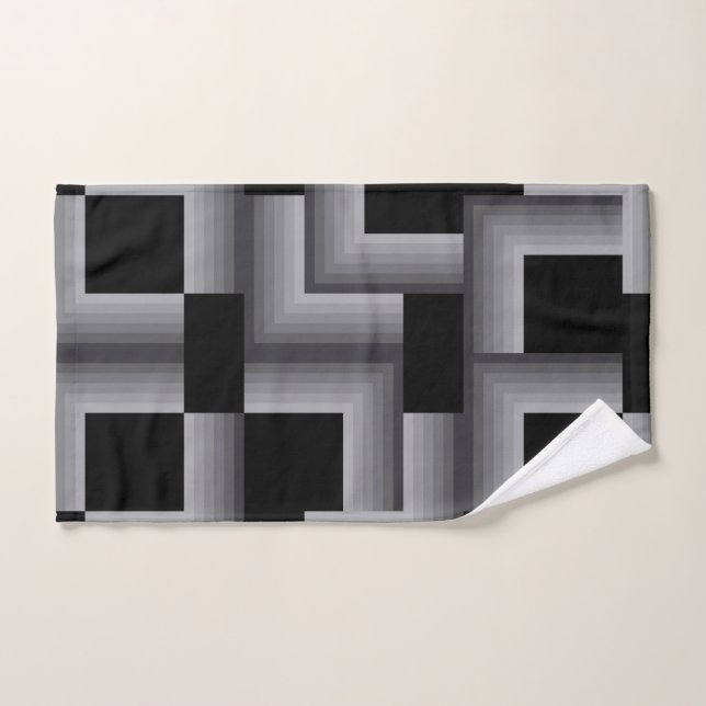 Black, silver ,cool, unique, trendy square shapes hand towel  (Hand Towel)