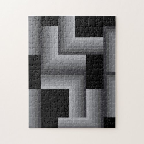 Black silver cool unique trendy square shapes jigsaw puzzle