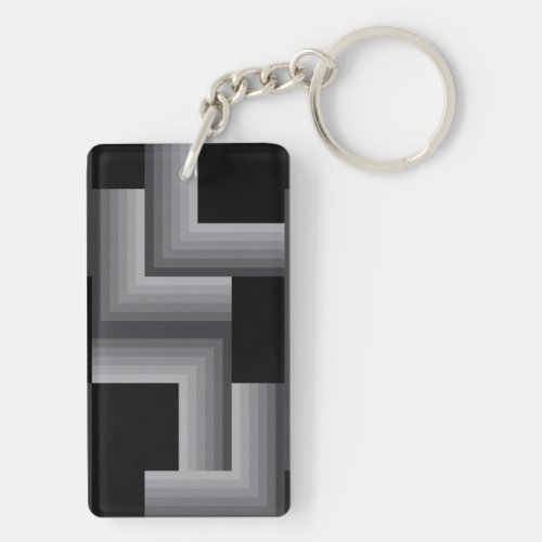 Black silver cool unique trendy square shapes keychain