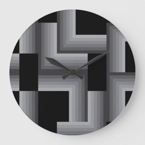 Black silver cool unique trendy square shapes large clock