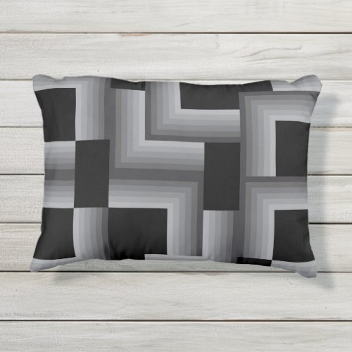 Black silver cool unique trendy square shapes outdoor pillow