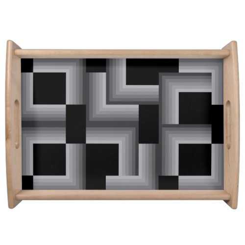 Black silver cool unique trendy square shapes serving tray