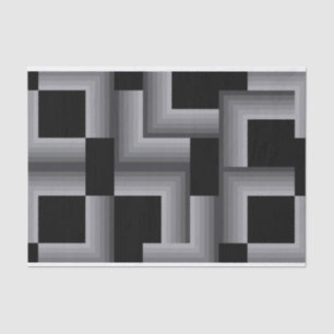 Black, silver ,cool, unique, trendy square shapes tissue paper