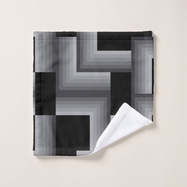 Black, silver ,cool, unique, trendy square shapes wash cloth (Wash Cloth)