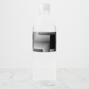 Black, silver ,cool, unique, trendy square shapes water bottle label