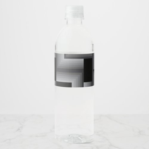 Black silver cool unique trendy square shapes water bottle label