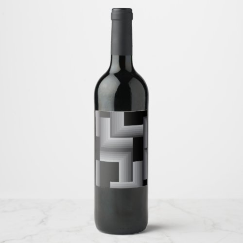 Black silver cool unique trendy square shapes wine label