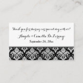 Black Silver Damask Place Card and Favor Tag (Back)