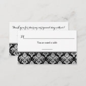 Black Silver Damask Place Card and Favor Tag (Front/Back)