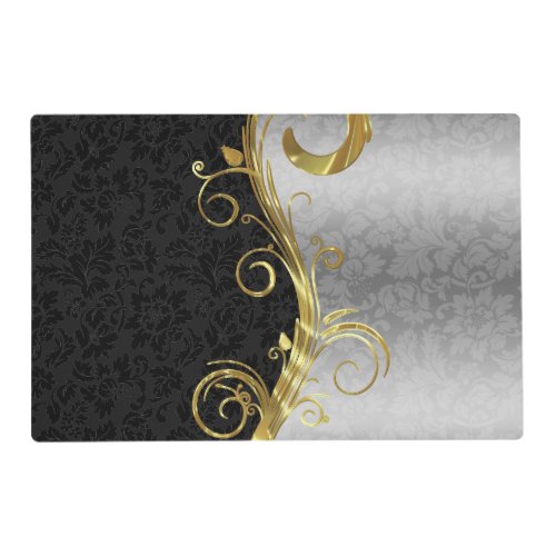 Black  Silver Damask  Placemat