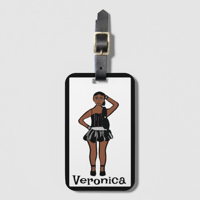 Black Silver Dancer #1 Luggage Tag (Front Vertical)
