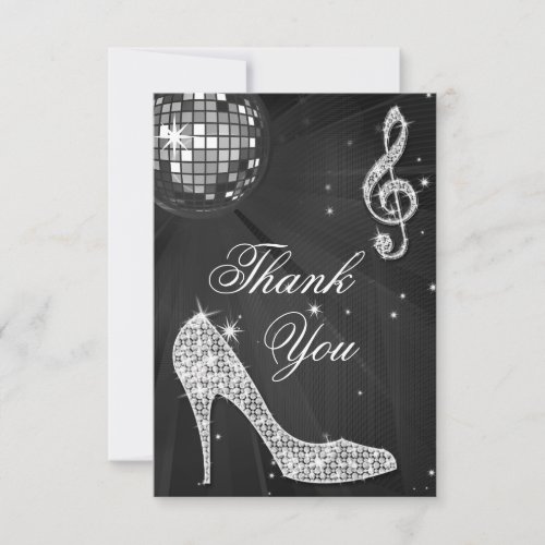 Black  Silver Disco Ball Sparkle Heels Thank You