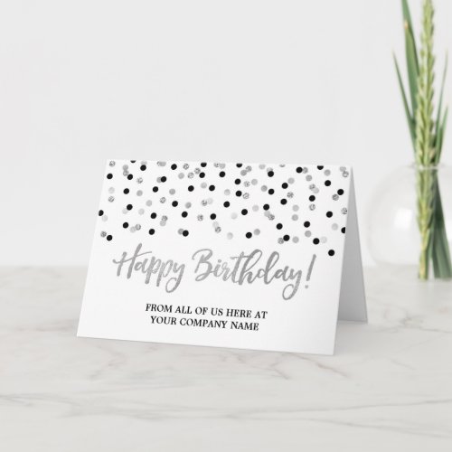 Black Silver Dots Business From Group Birthday Card