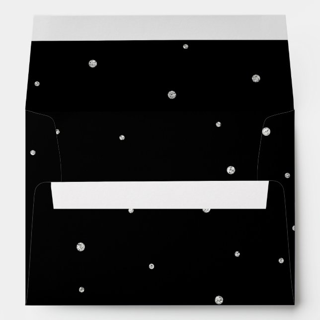 Black & Silver Dots Modern Glam Wedding Party Envelope (Back (Bottom))