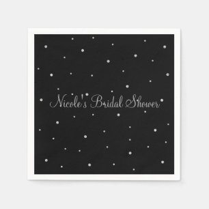 Black & Silver Dots Modern Glam Wedding Party Napkins