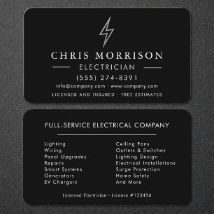 Black Silver Electrician Electrical Business Card