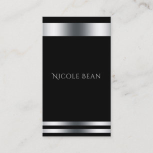 Black Silver Elegant Chic Modern Glam Professional Business Card