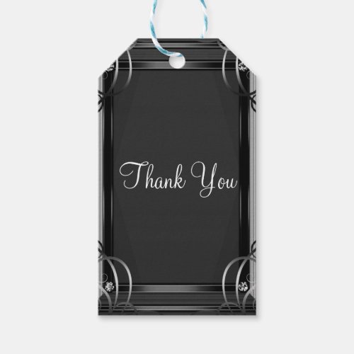 Black  Silver Elegant Corporate Holiday Party Gift Tags