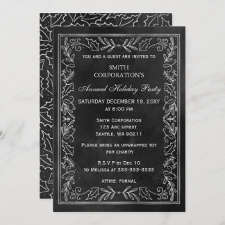 Black Silver Elegant Corporate Holiday Party Invitation