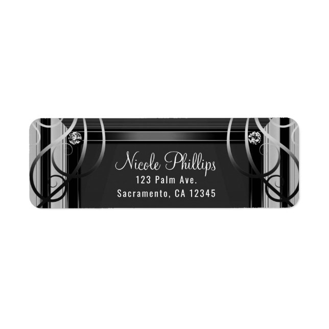 Black & Silver Elegant Corporate Holiday Party Label (Front)
