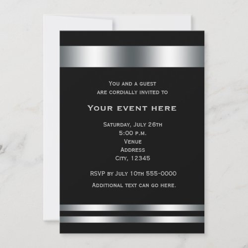 Black Silver Elegant Dinner Party Event Invitation