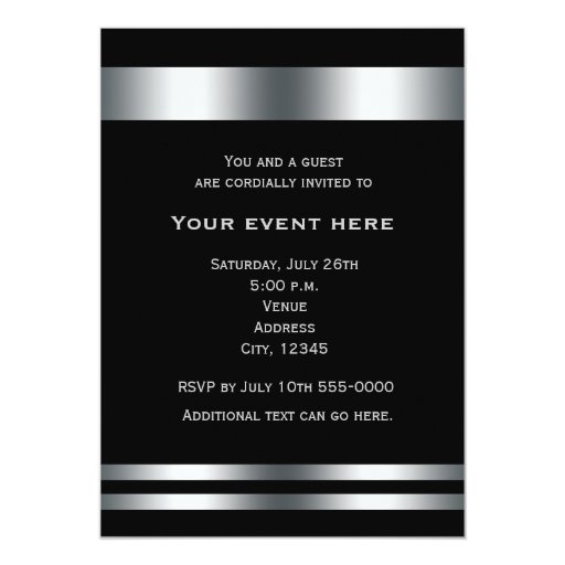 Black Silver Elegant Dinner Party Event Invitation | Zazzle