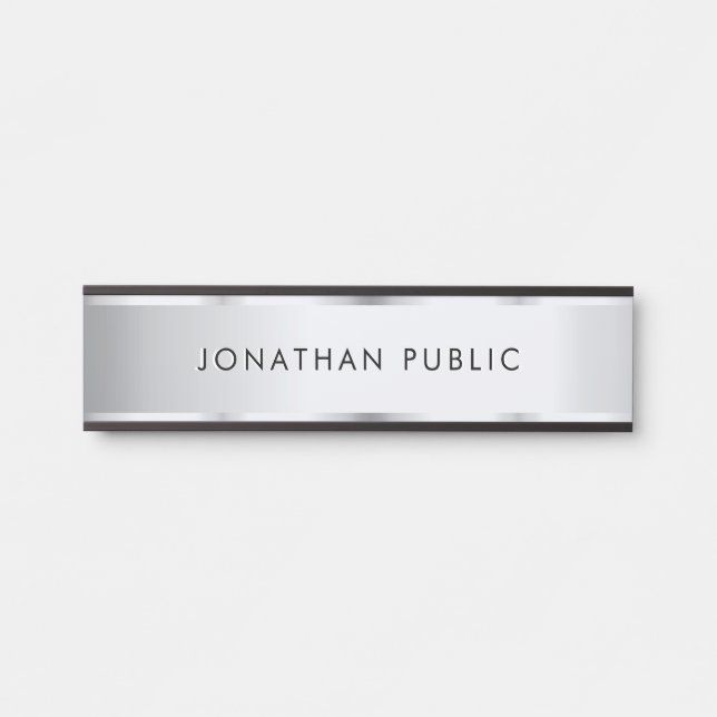 Black & Silver Elegant Template Home Office School Door Sign (Front)