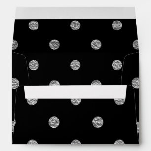 Black & Silver Faux Foil Polka Dots Envelopes