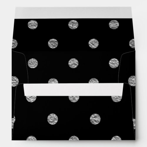Black  Silver Faux Foil Polka Dots Envelopes