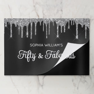 Black & Silver Fifty And Fabulous Custom Placemat