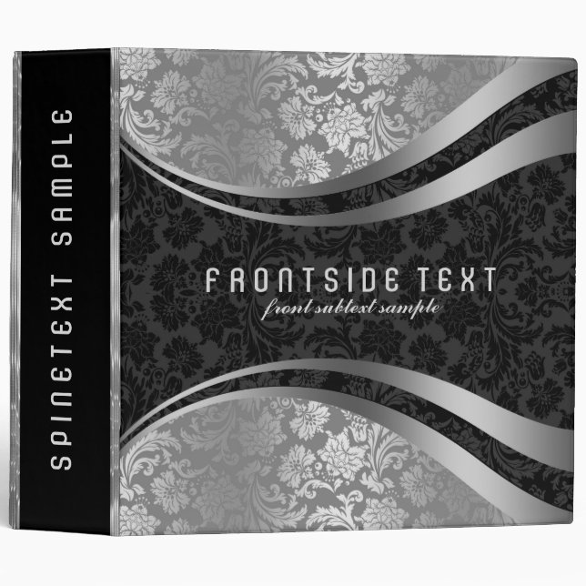 Black & Silver Floral Damasks Binder (Front/Spine)